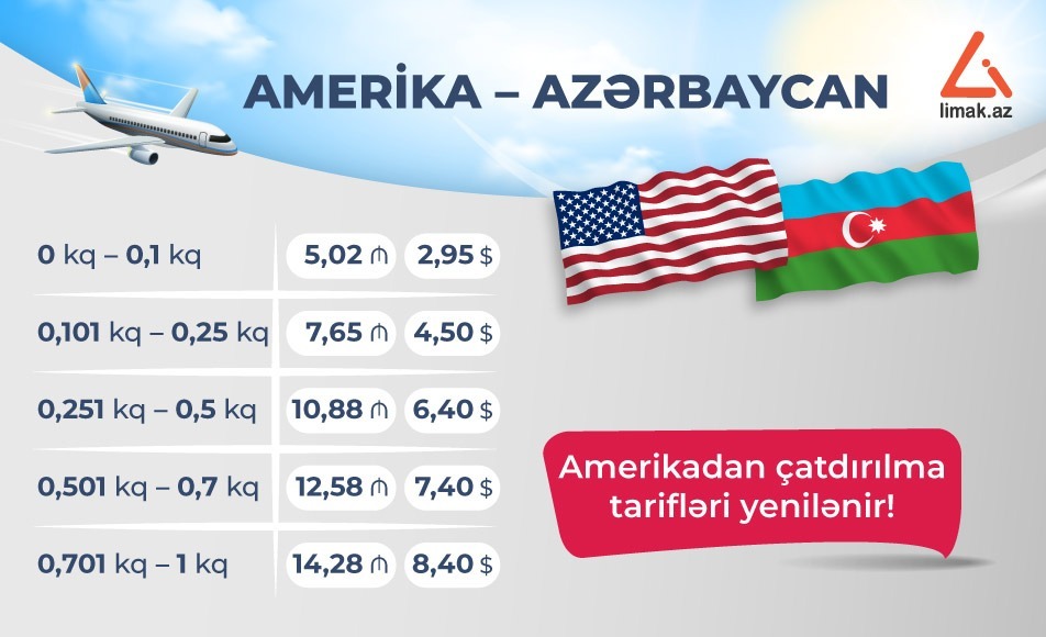 Amerika tariflərimiz yeniləndi!